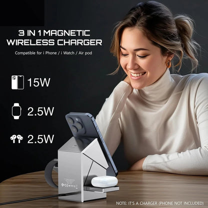 3-in-1 Portable Desktop Wireless Charger Station
