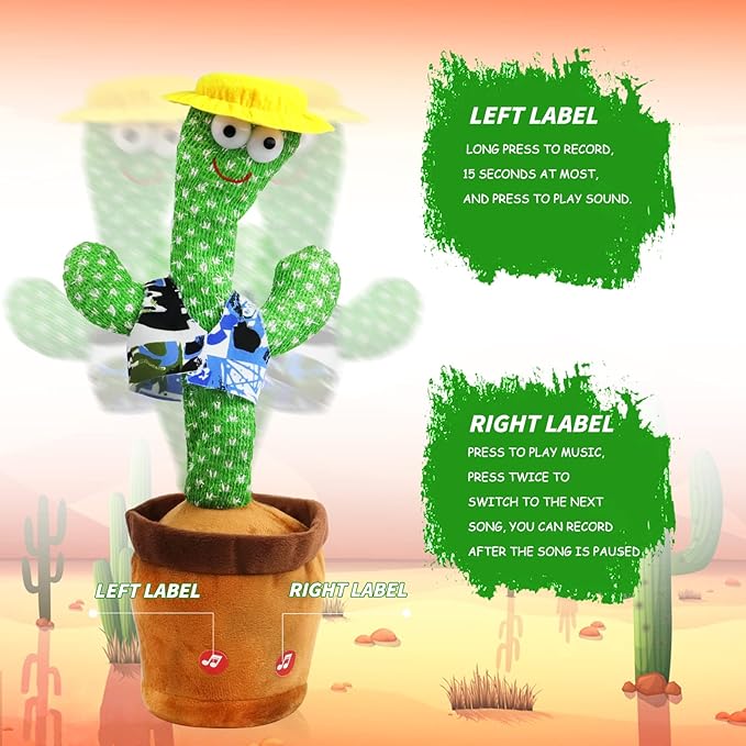 Dancing Cactus Talking Baby Toys with Lights